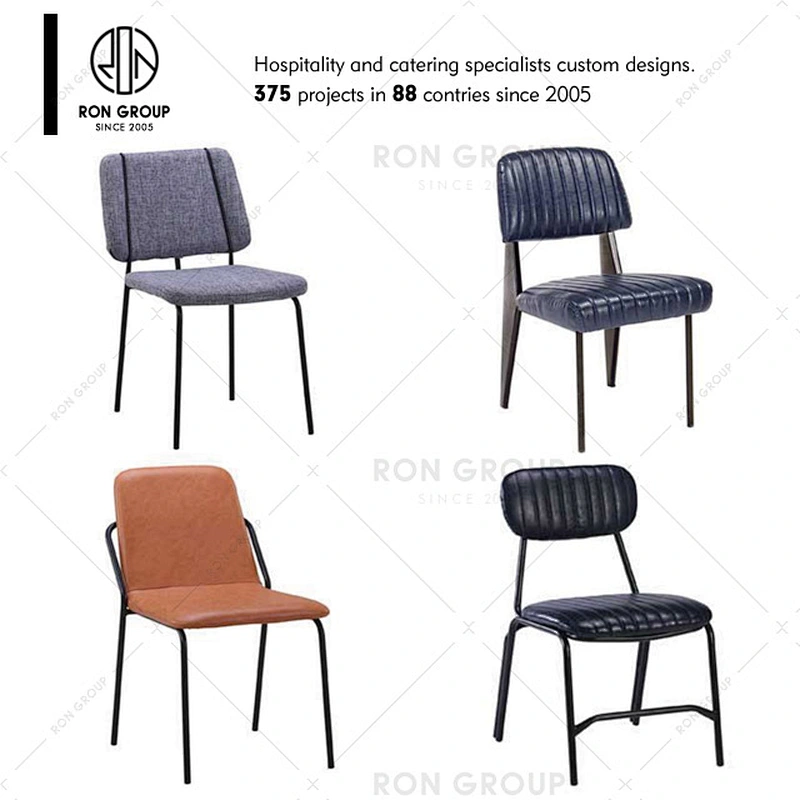 Restaurant Leather Dining Chair With Metal Frame