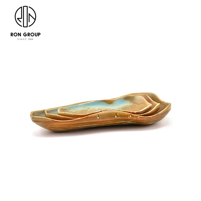 Antiquity Blue Creative Shell Shaped Ceramic Plate For Restaurant Hotel
