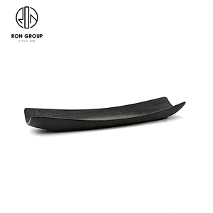 Wholesale Restaurant Matte Black Dinner Plates Porcelain Sushi Boat Plate