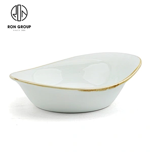 Irregular Hotel Restaurant Random Cyan Created Ceramic Peaked Bowl Plate