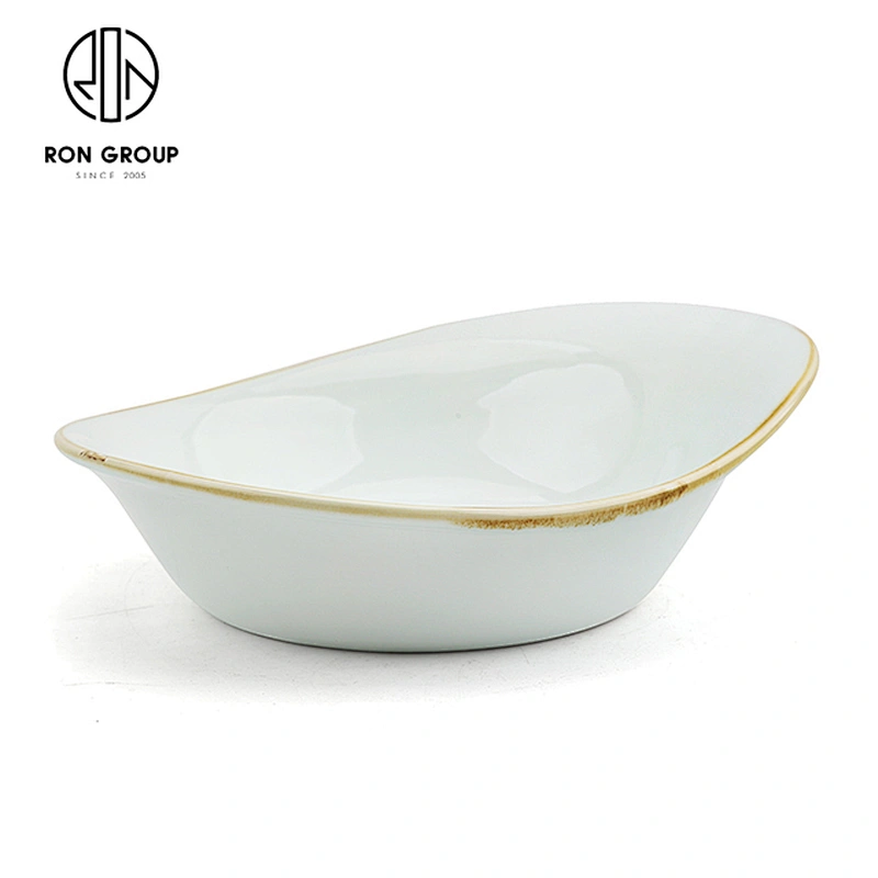Irregular Hotel Restaurant Random Cyan Created Ceramic Peaked Bowl Plate