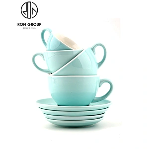 Wholesale Custom Logo Coffee Shop Ceramic Coffee Mug Restaurant Yellow Cup