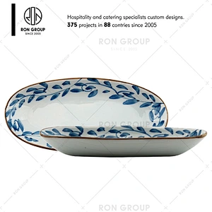 Japanese Style Restaurant Oval Ceramic Plate
