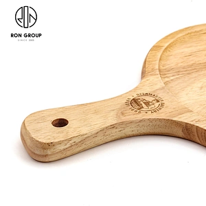 Wholesale Custom Logo Pizza Board With Handle Round Wooden Pizza Tray