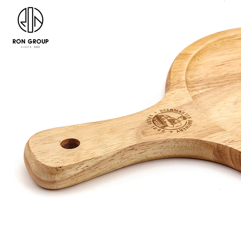 Wholesale Custom Logo Pizza Board With Handle Round Wooden Pizza Tray