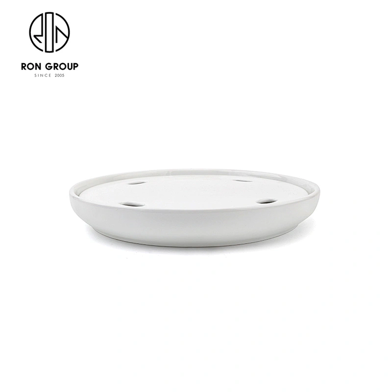 Hotel Clubhouse Tableware Wholesale White Round Plate Sashimi Porcelain Dry Ice Tray