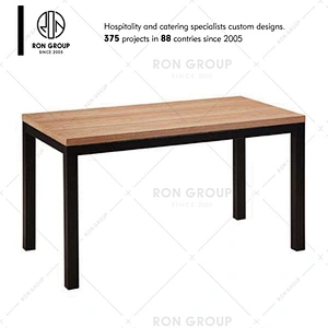 Wholesale Restaurant Wooden Dining Table With Metal Frame