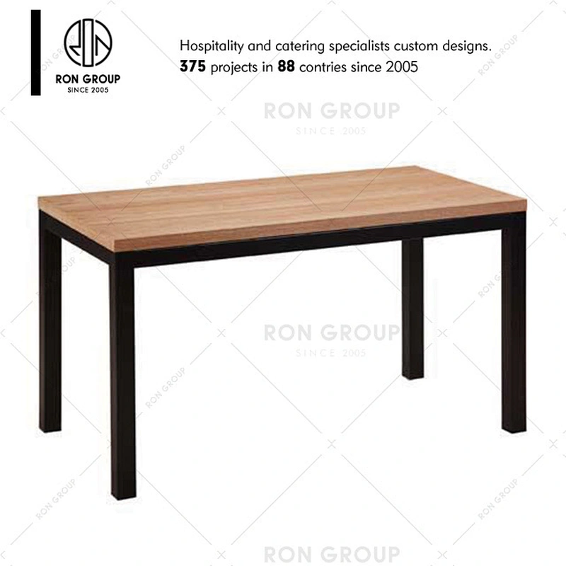 Wholesale Restaurant Wooden Dining Table With Metal Frame