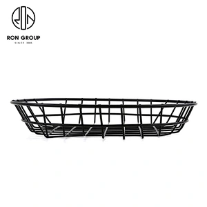 Large Size Kitchen Accessory Metal Iron Wire Black Round Bread Basket