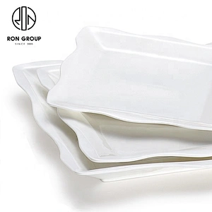 Restaurant Custom Wavy Selvedges Square Plate Porcelain Dinner Plate