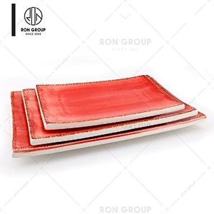 Wholesale Restaurant Orange Square Ceramic Dinner Plate