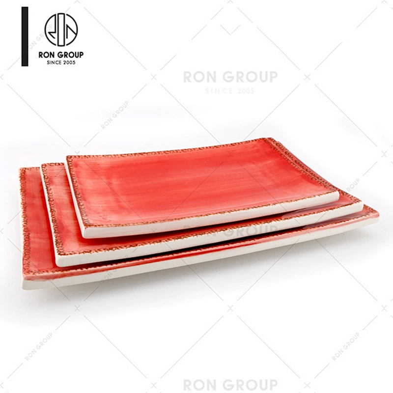 Wholesale Restaurant Orange Square Ceramic Dinner Plate