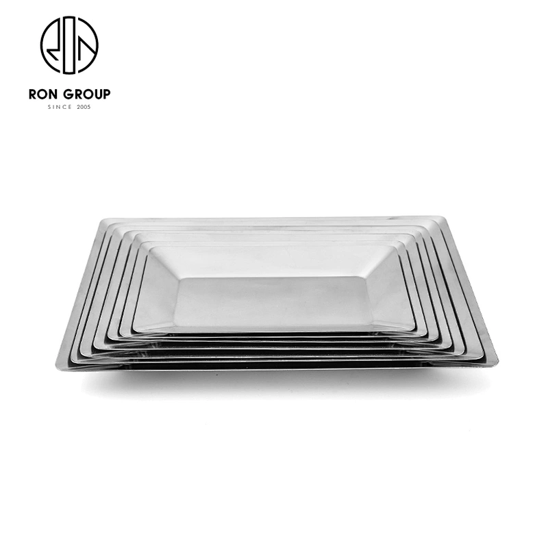 Restaurant Stainless Steel High Quality Silver Rectangle Dinner Plate