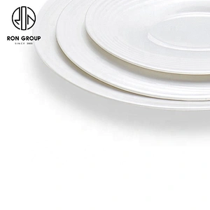 8 Inches Plain White Ceramic Round Shallow Plate For Restaurants