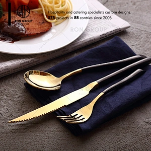 Stainless Steel Black And Gold Wedding Cutlery