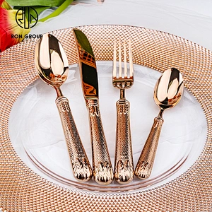 Luxury Dinnerware Style Stainless Steel Rose Gold Cutlery Wedding Dessert Tableware