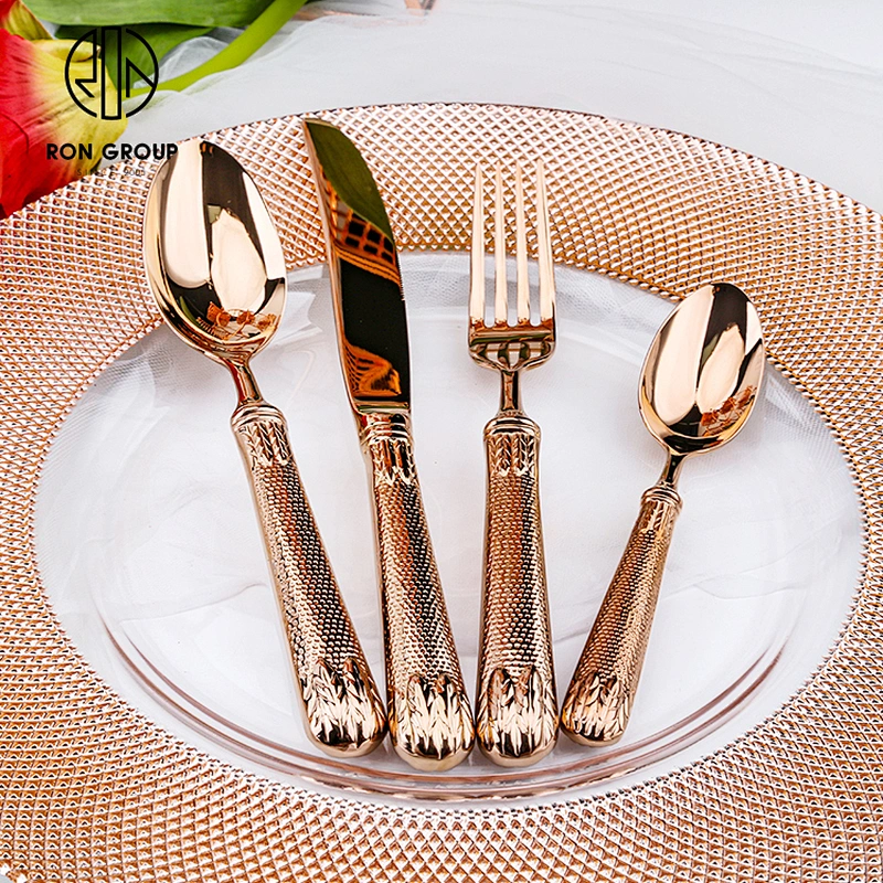 Luxury Dinnerware Style Stainless Steel Rose Gold Cutlery Wedding Dessert Tableware