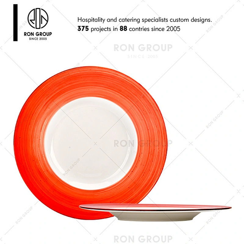 Restaurant Orange Porcelain Soup Serving Bowl