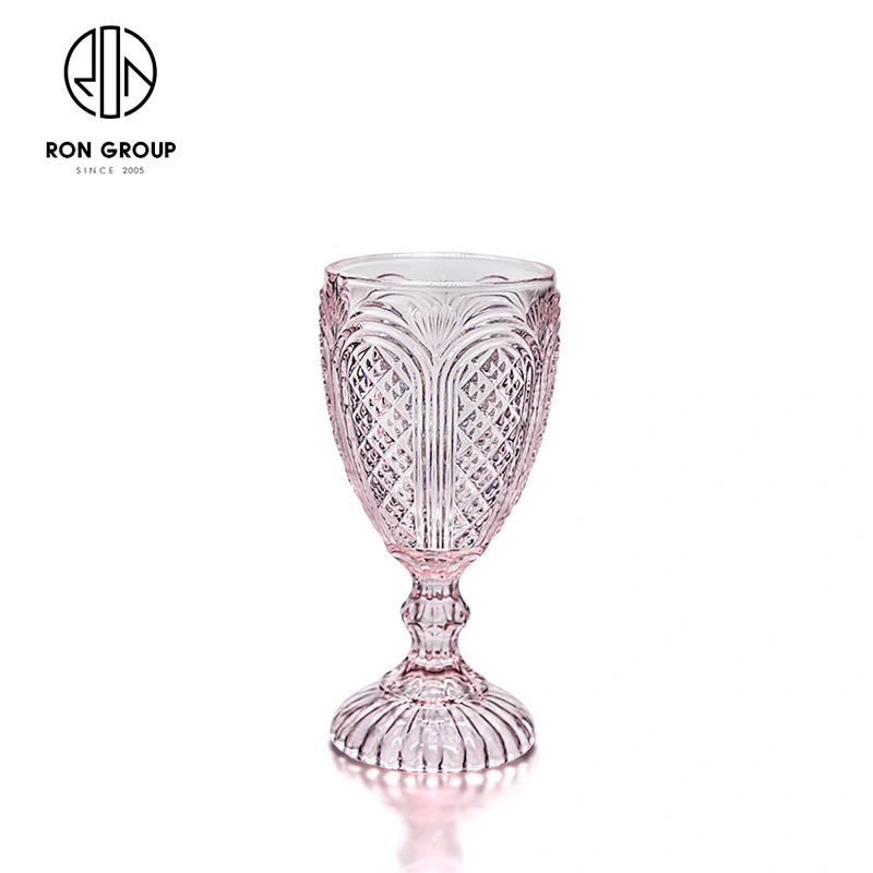 Vintage Colorful Glass Water Cup Amber Goblet For Hotel Restaurant