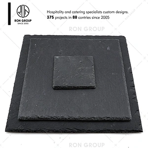 Custom logo restaurant black slate dinner serving plates