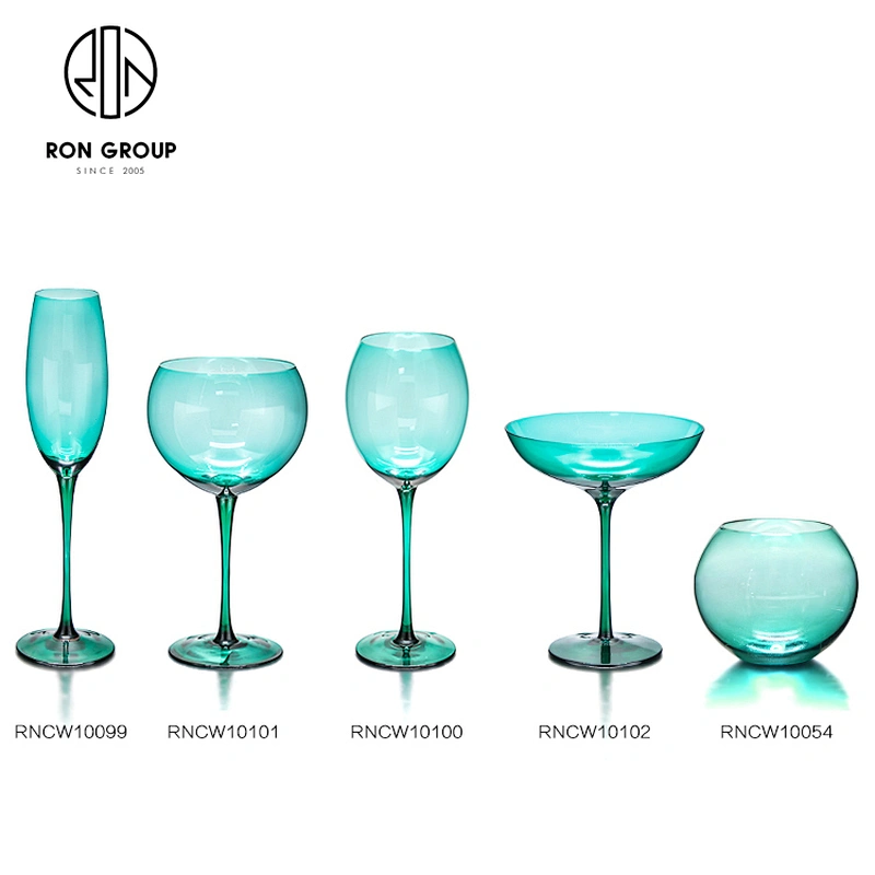 New Design Long Stem Cocktail Beverage Blue Color Champagne Glass