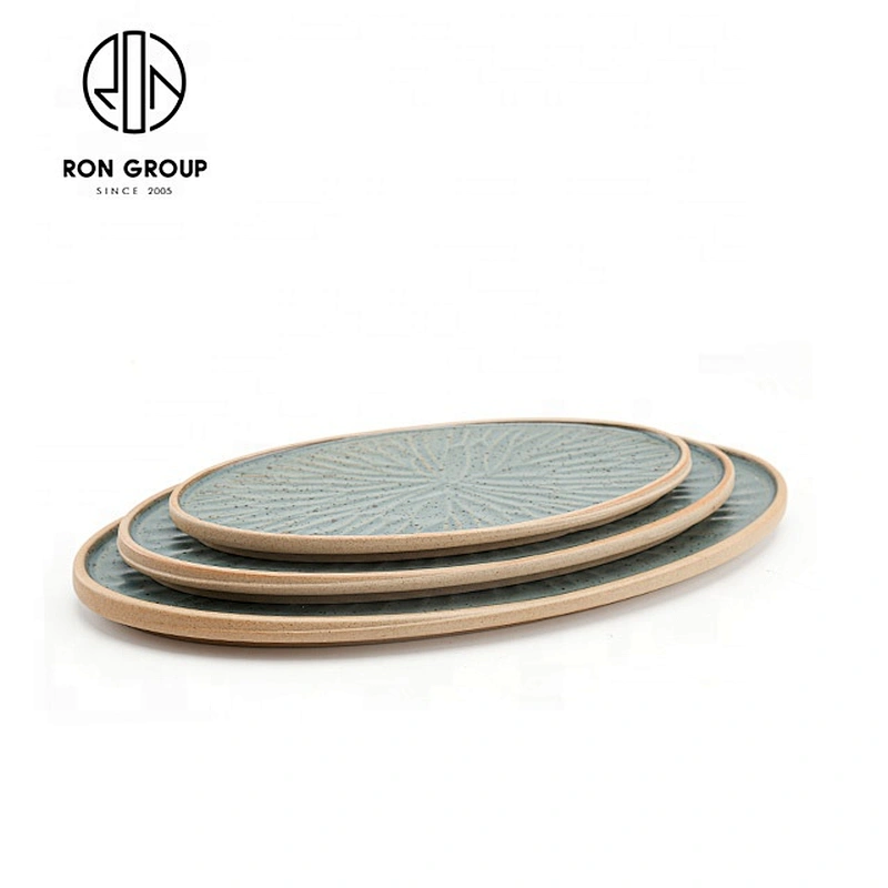 Wholesale Good Quality Restaurant Portable Jasper Leaf Oval Plate