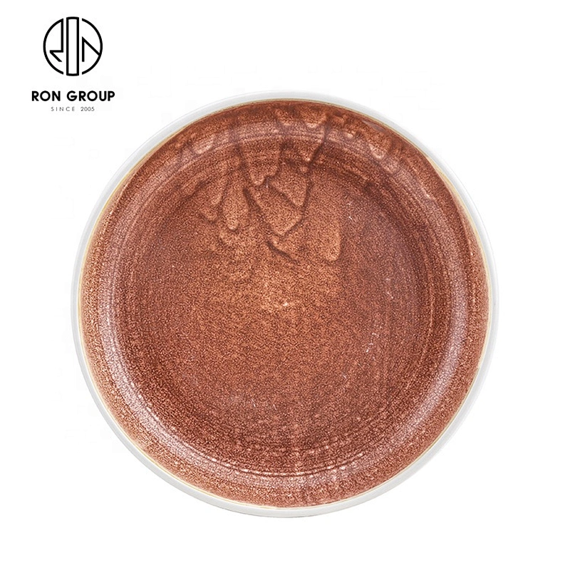 Round Ceramic Single Straight Kiln Powder Soup Plate For Restaurant