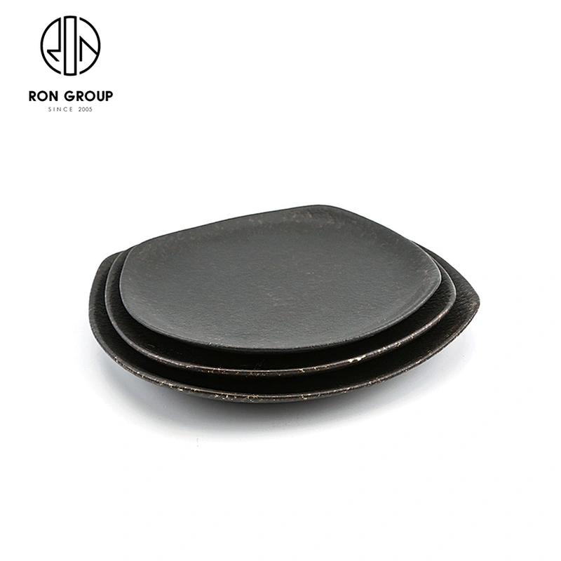 Wholesale Japanese Style Restaurant Tableware Ceramic Matte Black Round Plate