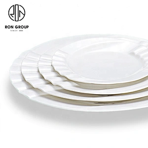 White Ceramics Piano Shape Round Plate For Restaurants And Hotels