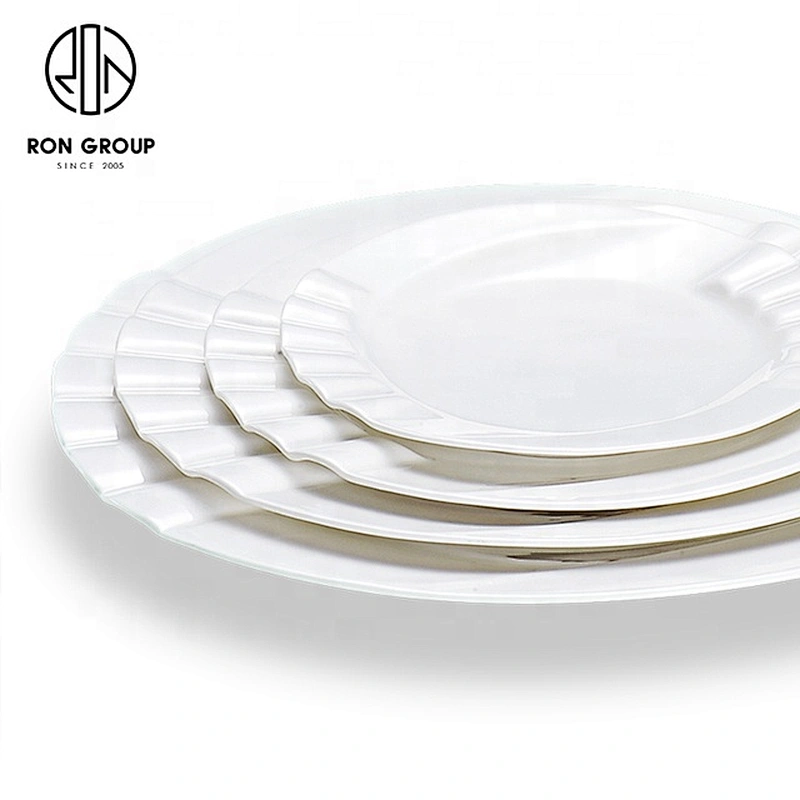 White Ceramics Piano Shape Round Plate For Restaurants And Hotels