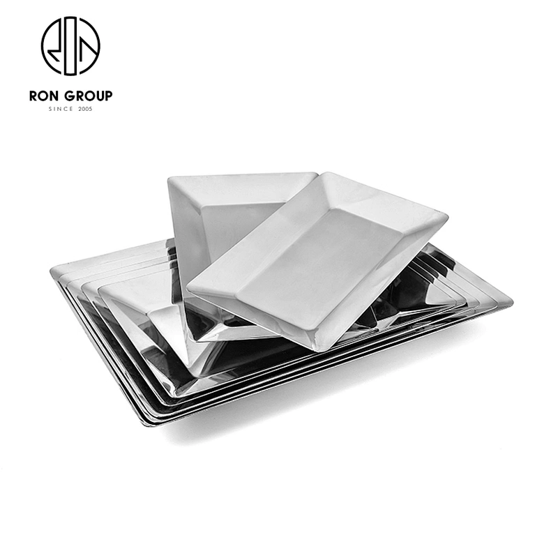 Restaurant Stainless Steel High Quality Silver Rectangle Dinner Plate