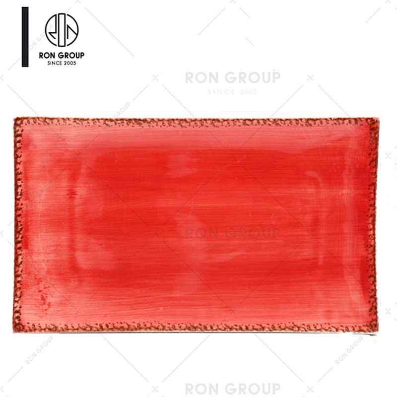 Wholesale Restaurant Orange Square Ceramic Dinner Plate