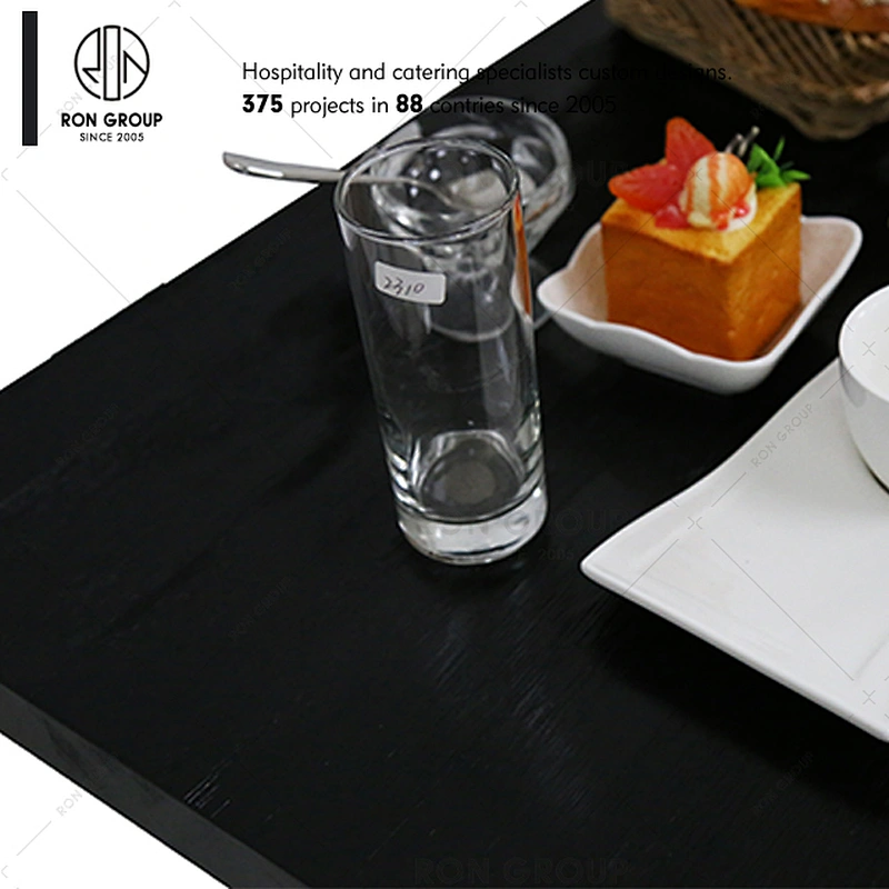 Custom restaurant industrial black color square solid wood table top