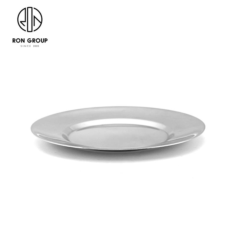 Restaurant Various Sizes Silver Catering Plate Round Shallow Plate