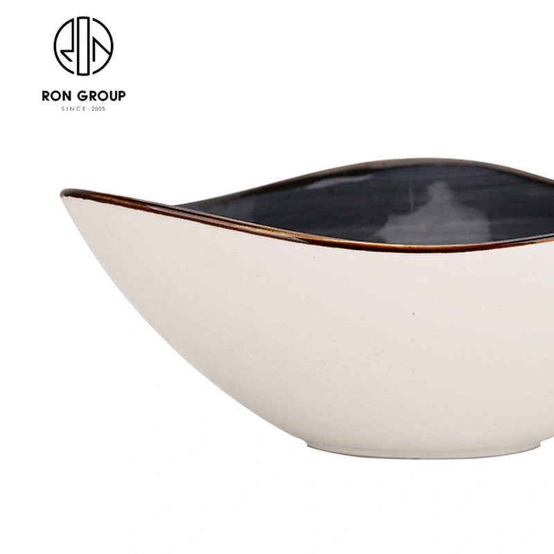 Restaurant Classic Dinner Black Ceramic Triangular Deep Bowl