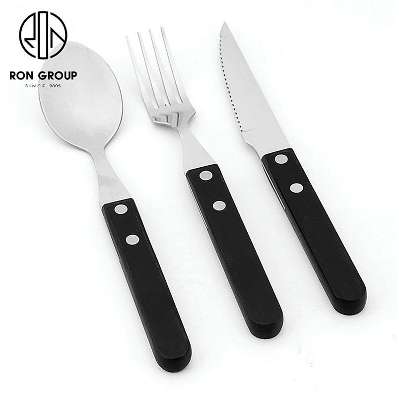 Wholesale Coffee Shop Restaurant Flatware Set Wooden Handle Cutlery