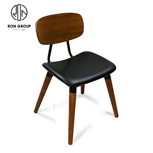 Fashion Vintage Leather Cushion Wood Design Dining Chair For Room Restaurant