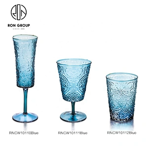 Retro Stemware Glass Relief Glassware Red Wine Glass For Wedding