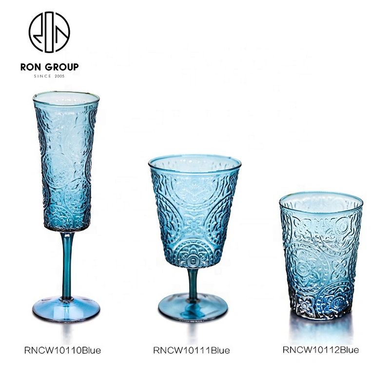 Retro Stemware Glass Relief Glassware Red Wine Glass For Wedding