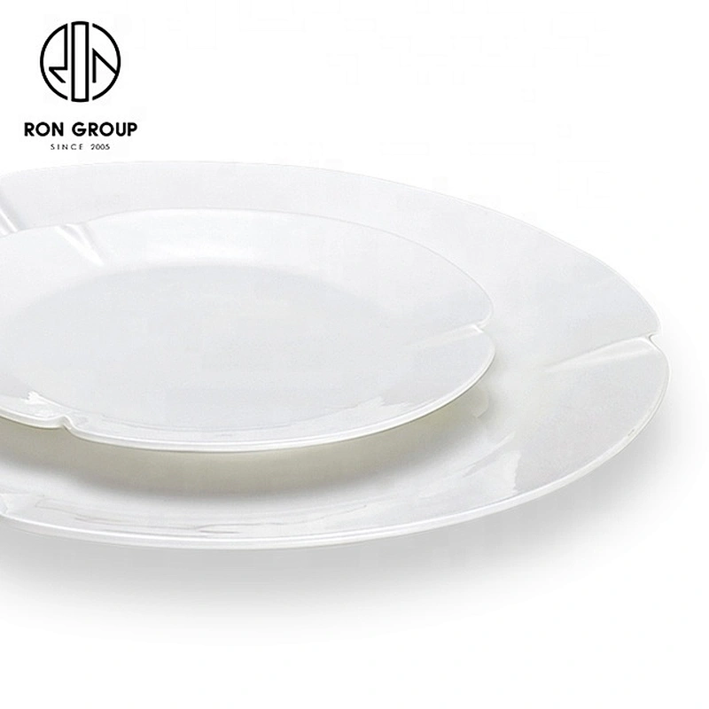 Novelty Design White Round Notched Disc For Restaurant And Hotel