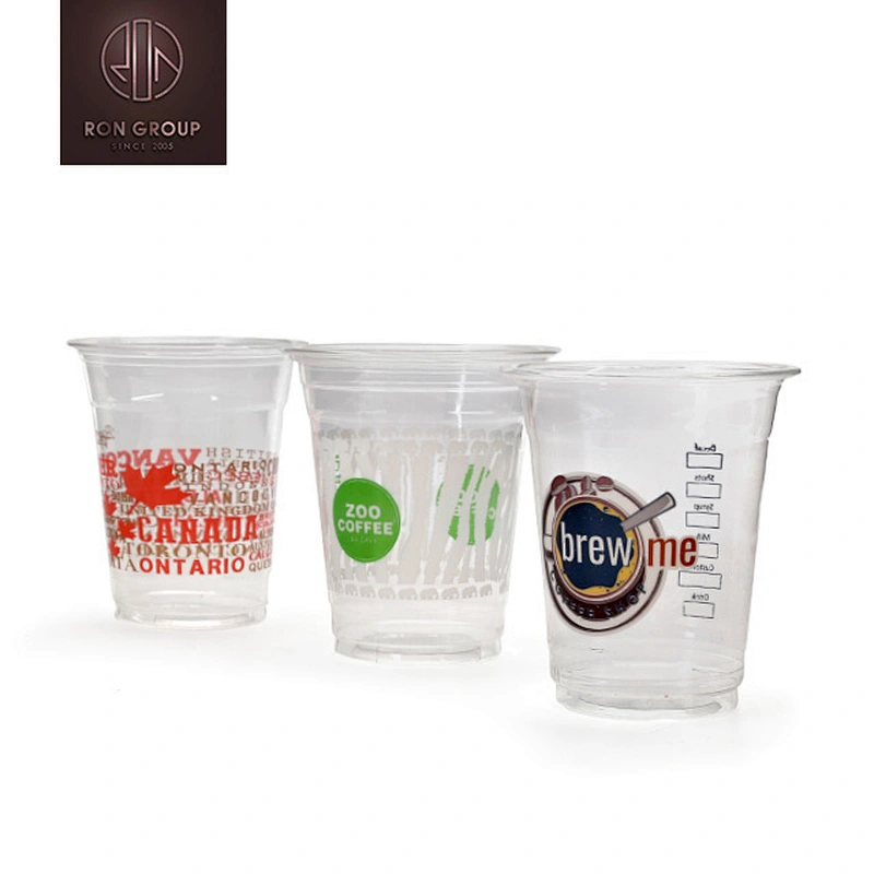Restaurant supplier Custom printed clear transparent PLA compostable cold cups