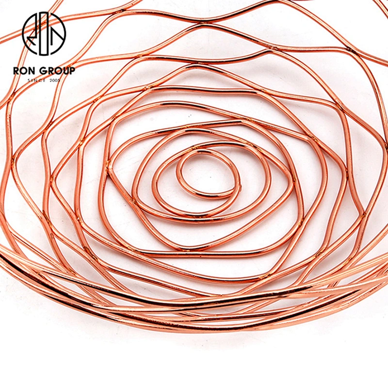 Restaurant Accessories Metal Iron Wire Round Gold Middle Size Bread Basket