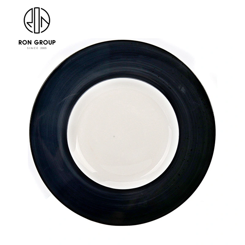 Wholesale Different Size Black Ceramic Dinner Flat Porcelain Plate For Restaurant