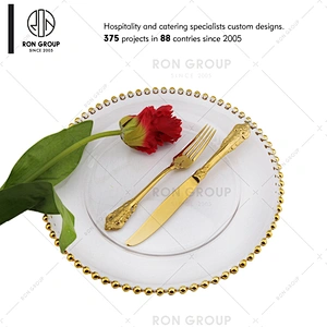 High Quality Gold Rim Clear Glass Charger Plates