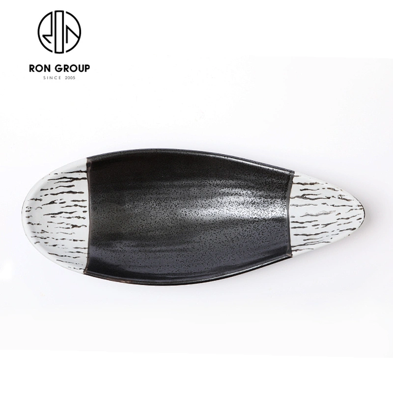 High Quality Porcelain Tray Irregular Ceramic Fish Plate For Restaurant