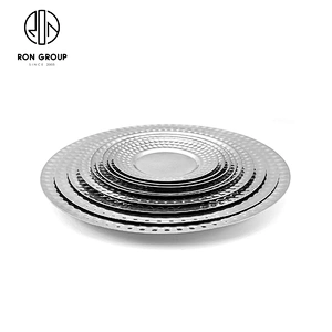 Creative Metal Kitchen Silver Tableware Dish Round Shallow Plate