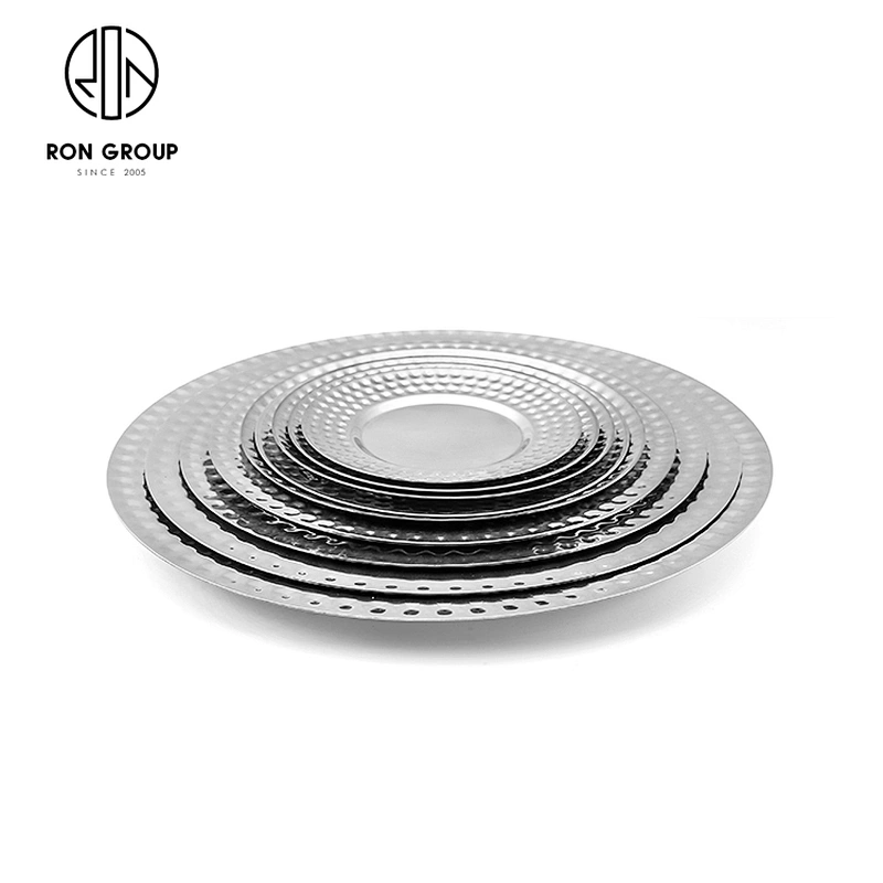 Creative Metal Kitchen Silver Tableware Dish Round Shallow Plate