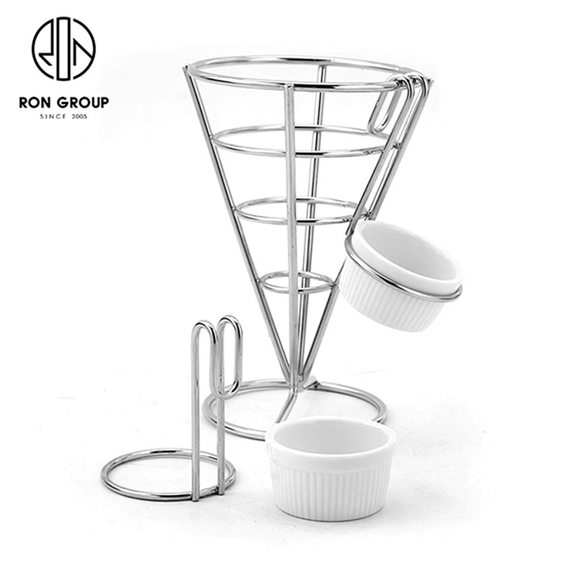 High Quality Display Stainless Steel Wire Mesh Double-Chip Fries Rack