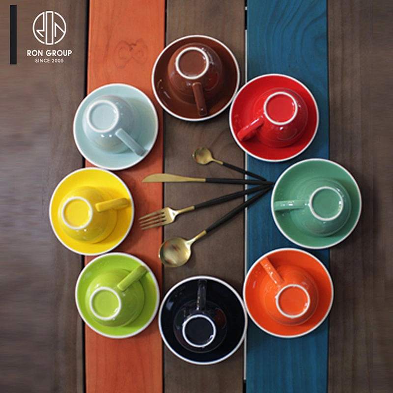 High Quality Restaurant Custom Printed Coffee Ceramic Tea Cup With Tray