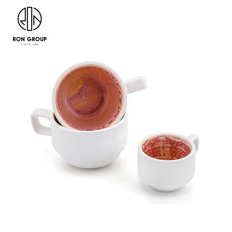 Eco-Friendly Handmade Fambe Pink Rhythm Ceramic Coffee Cup For Restaurant